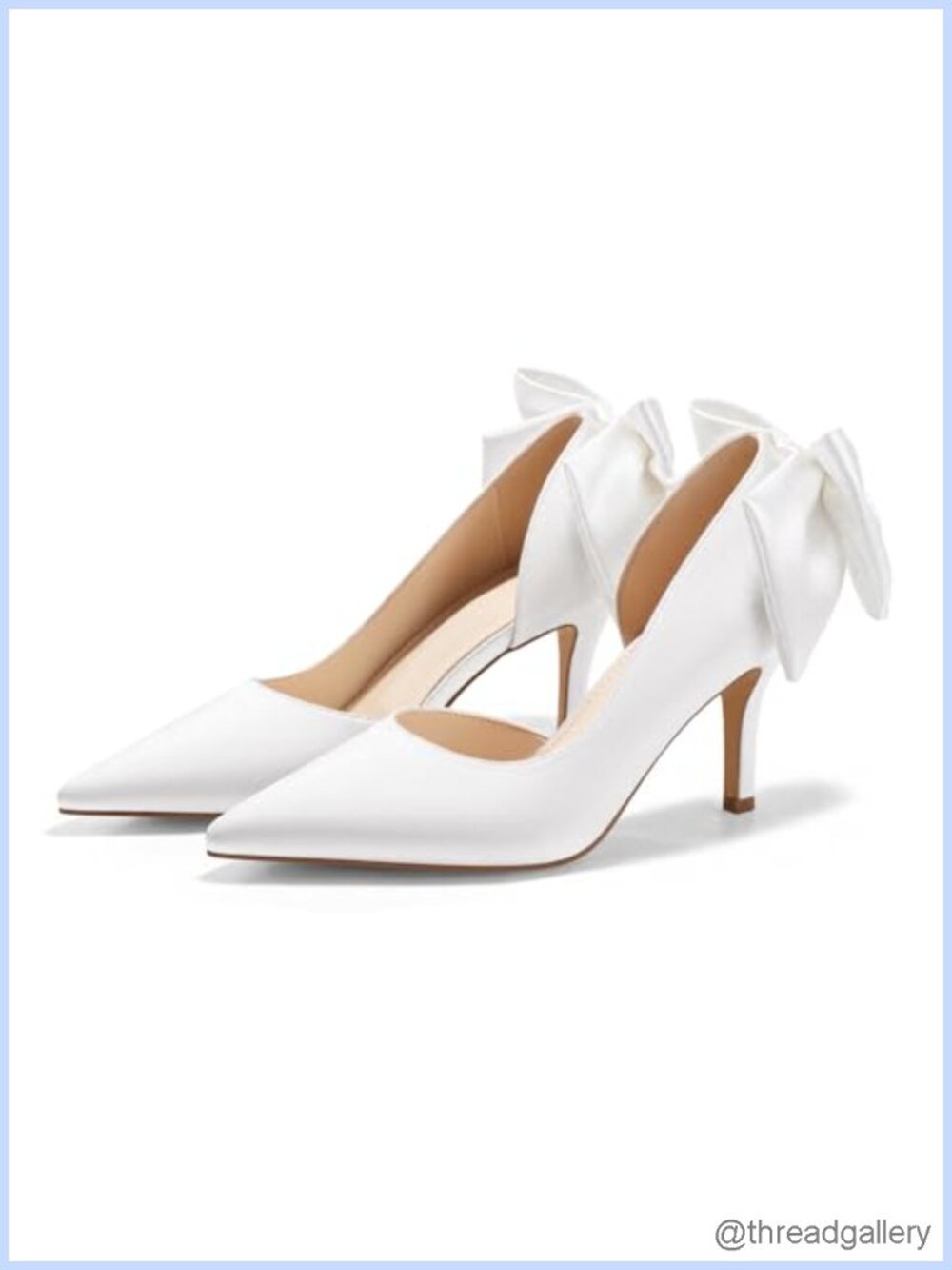 Genuine Satin Closed Toe D’Orsay Heels with Bow Stiletto Pumps